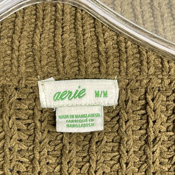 Aerie‎ Oversized Sweater Womens M Olive Green Chunky Knit Relaxed Fit Slouchy - Picture 3 of 11